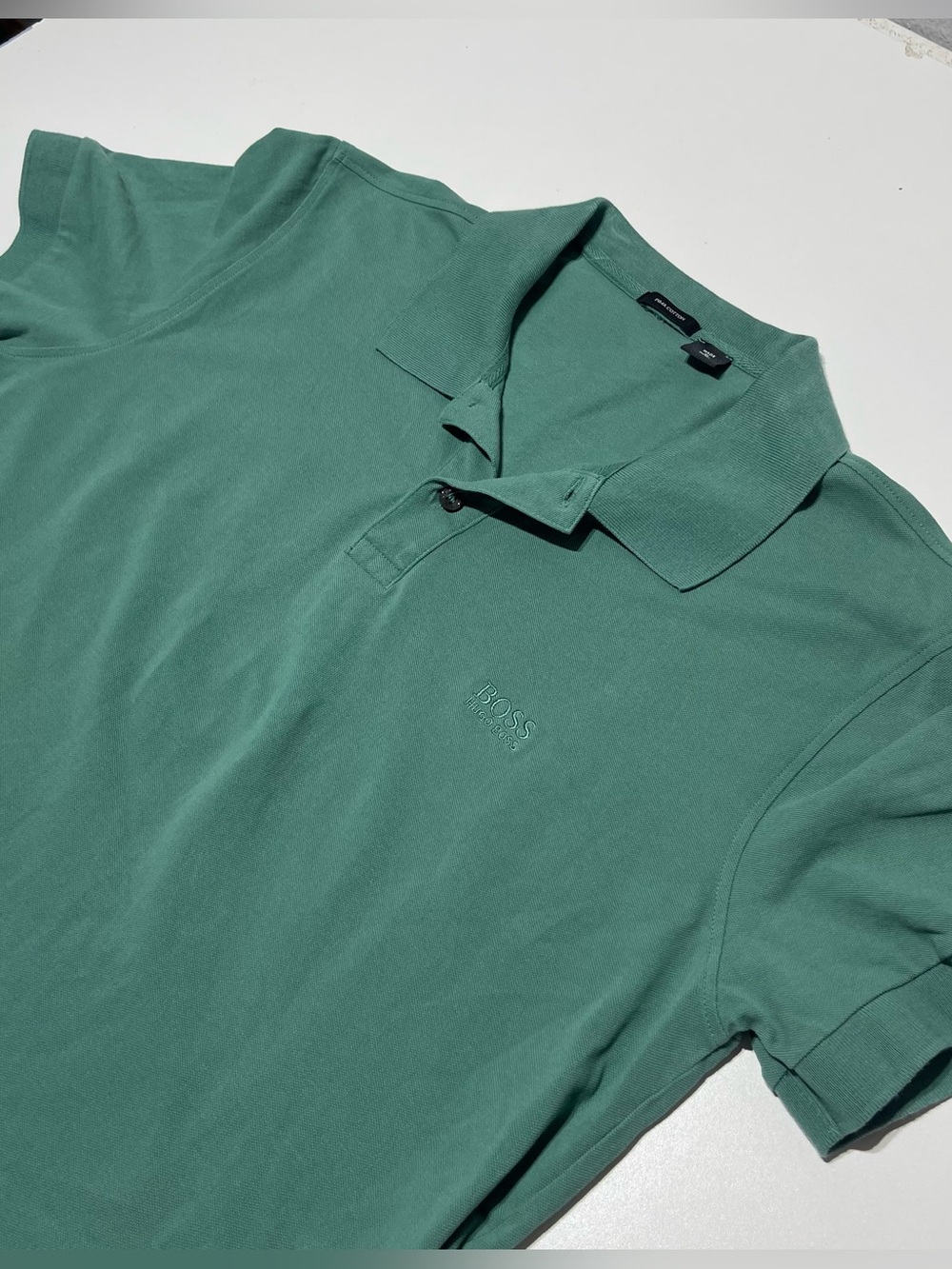 Boss Polo Shirt Mint Green Pima Cotton Embroidered Logo Mens Size XL